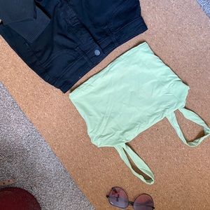 Green garage crop top